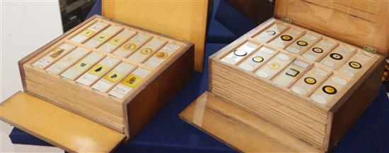 Two cases of scientific microscope slides many by Dareston, Birmingham